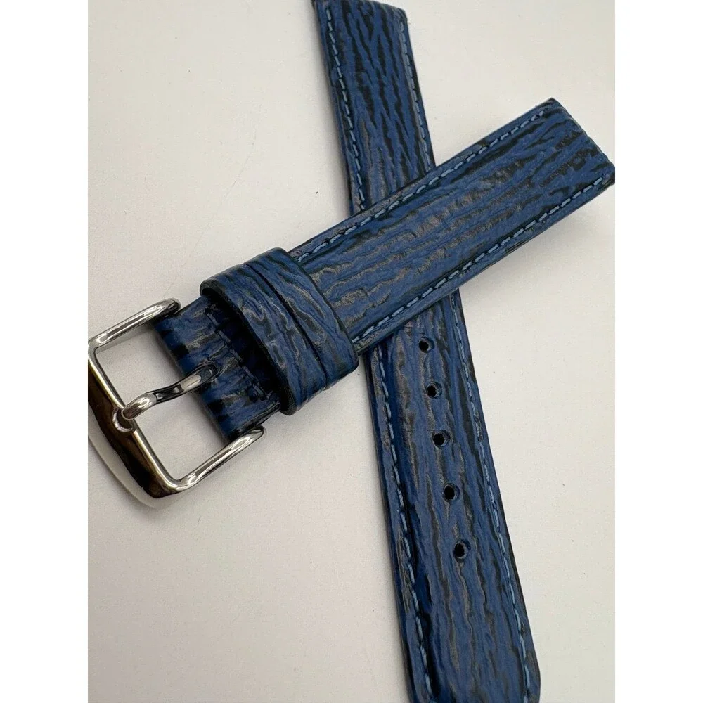 Vintage Citizen Blue Shark-Grain Embossed Leather Watch Strap 20mm INOX Buckle